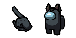 Among Us Black Character in Wolf Ears Cursor